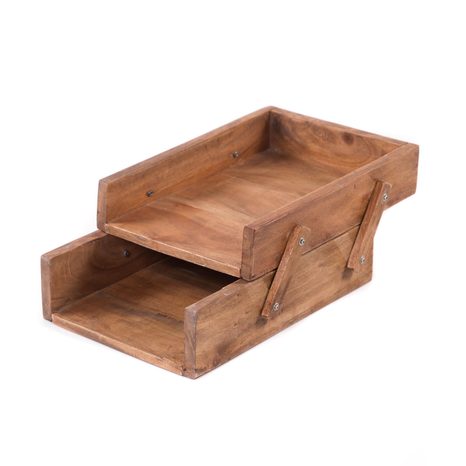 SCHREIBTISCH-ORGANIZER Slide Mahagoni Massivholz, 2 Fächer, verstellbar naturfarben - Naturfarben, Holz (36/25/16cm) - DESIGN DELIGHTS