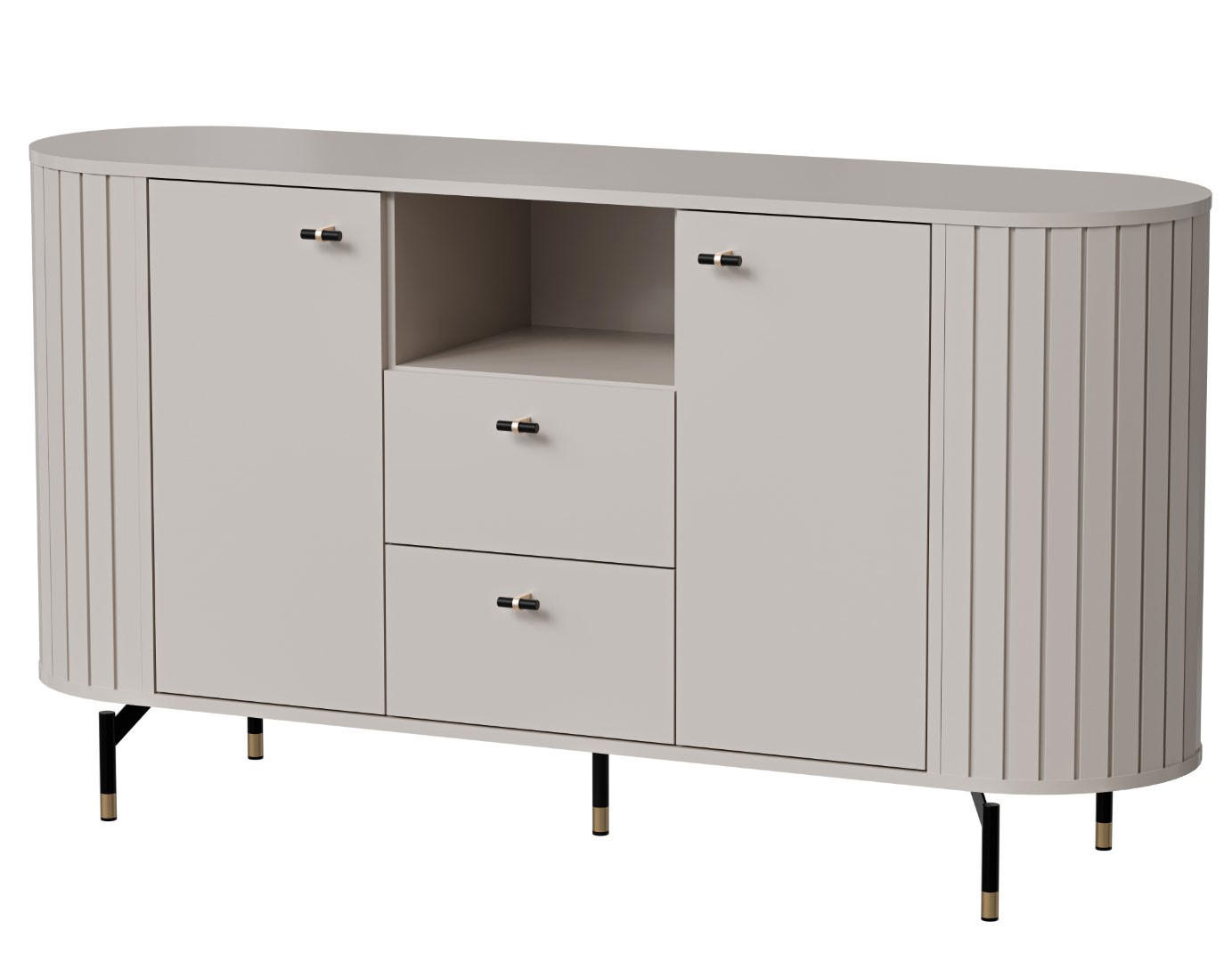 SIDEBOARD Zama Kaschmir 150 / 40 / 81 cm - Kaschmir/Schwarz, Holz/Holzwerkstoff (150/81/40cm) - Feldmann-Wohnen