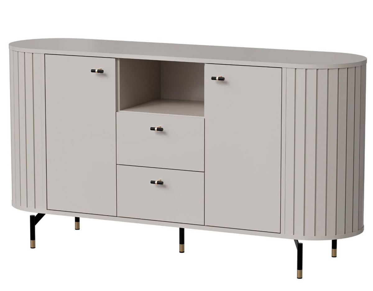 SIDEBOARD Zama Kaschmir 150 / 40 / 81 cm - Kaschmir/Schwarz, Holz/Holzwerkstoff (150/81/40cm) - Feldmann-Wohnen
