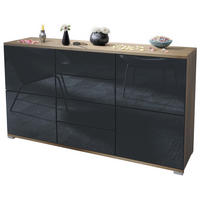 SIDEBOARD Rova Schwarz Hochglanz - Schwarz Hochglanz, Holzwerkstoff (138.5/75.5/35cm) - Vladon