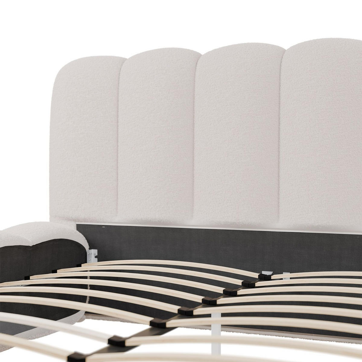 POLSTERBETT Catania 140x200 cm Creme Bouclé - Creme, Textil (140/200cm) - Juskys