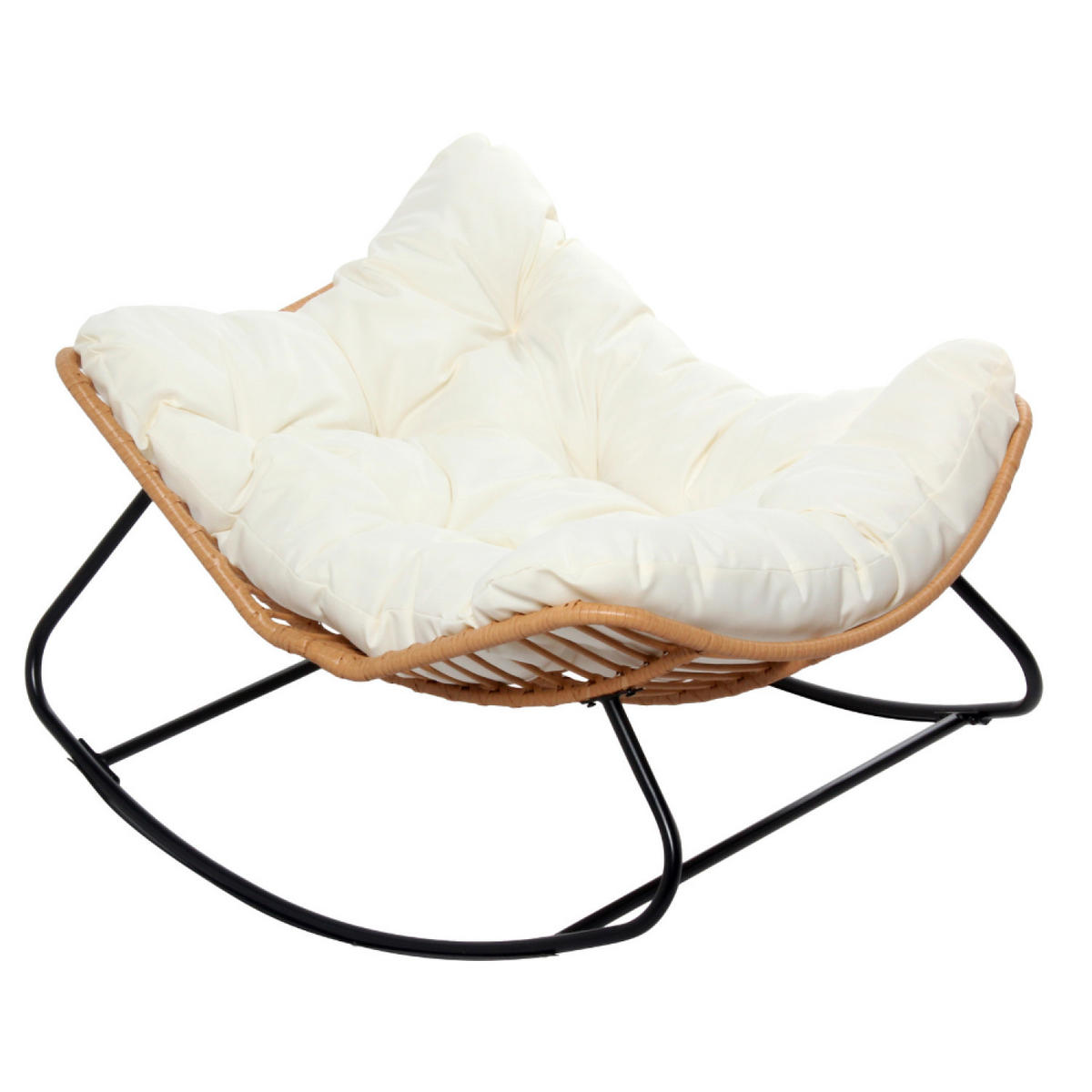 SCHAUKELSTUHL Canggu Beige aus geflochtenem Kunstharz - Naturfarben, Metall (75/50/102cm) - Concept Usine