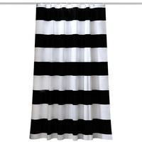 DUSCHVORHANG Weiß und Schwarz 180 x 200 cm Streifen Polyester wasserdicht schimmelresistent Badezimmer - Schwarz, Textil (180/200cm) - MCBOSON