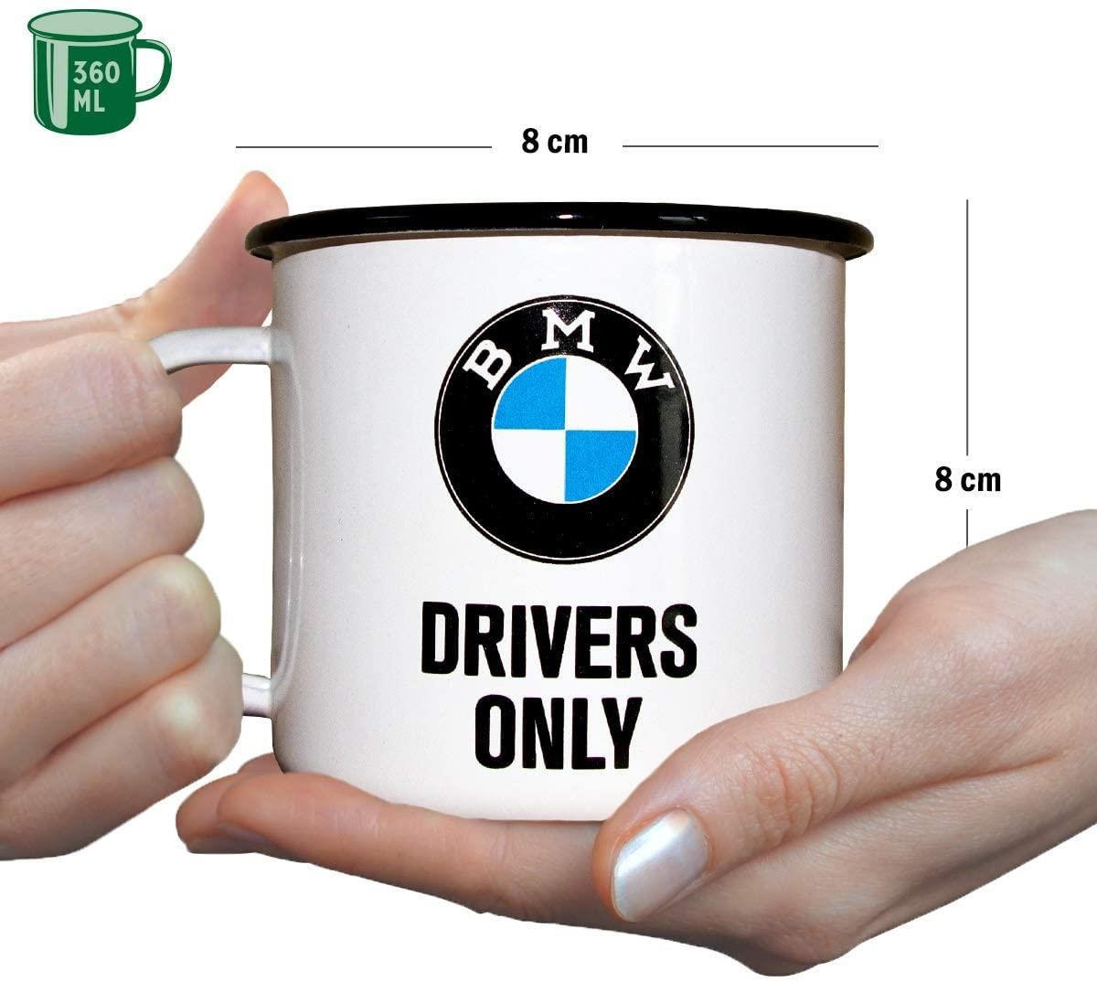 EMAILLE-BECHER 360 ml BMW Drivers Only - Weiß, Metall (0.36L) - Nostalgic-Art