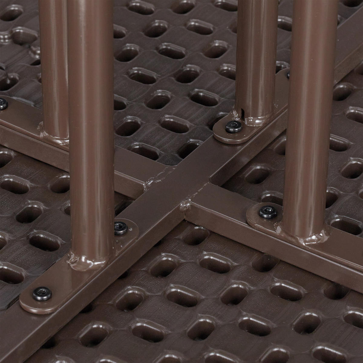 GARTENTISCH - Braun, Kunststoff/Metall (80/80/75cm) - Relaxdays