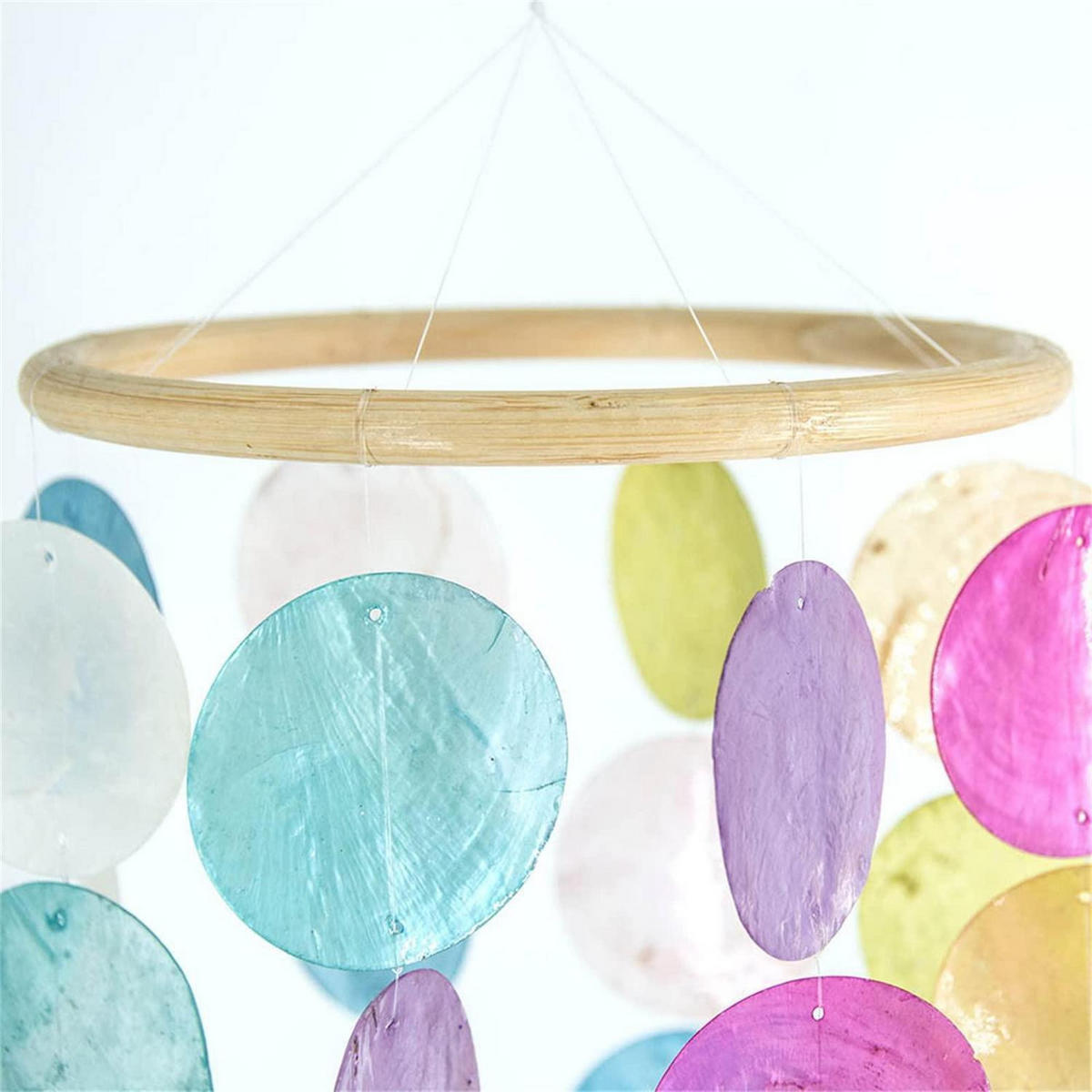 WINDSPIEL Traumfänger Muscheln Perlmutt Boho Deko Handgefertigt - Multicolor, Naturmaterialien (52/15/1cm)