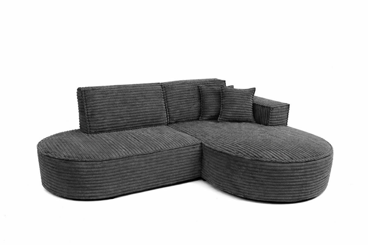 ECKSOFA L-Form, Cordstoff Velo, Dunkelgrau, Rechts, Modena Studio - Dunkelgrau, Holz (236/165cm) - Kaiser Möbel