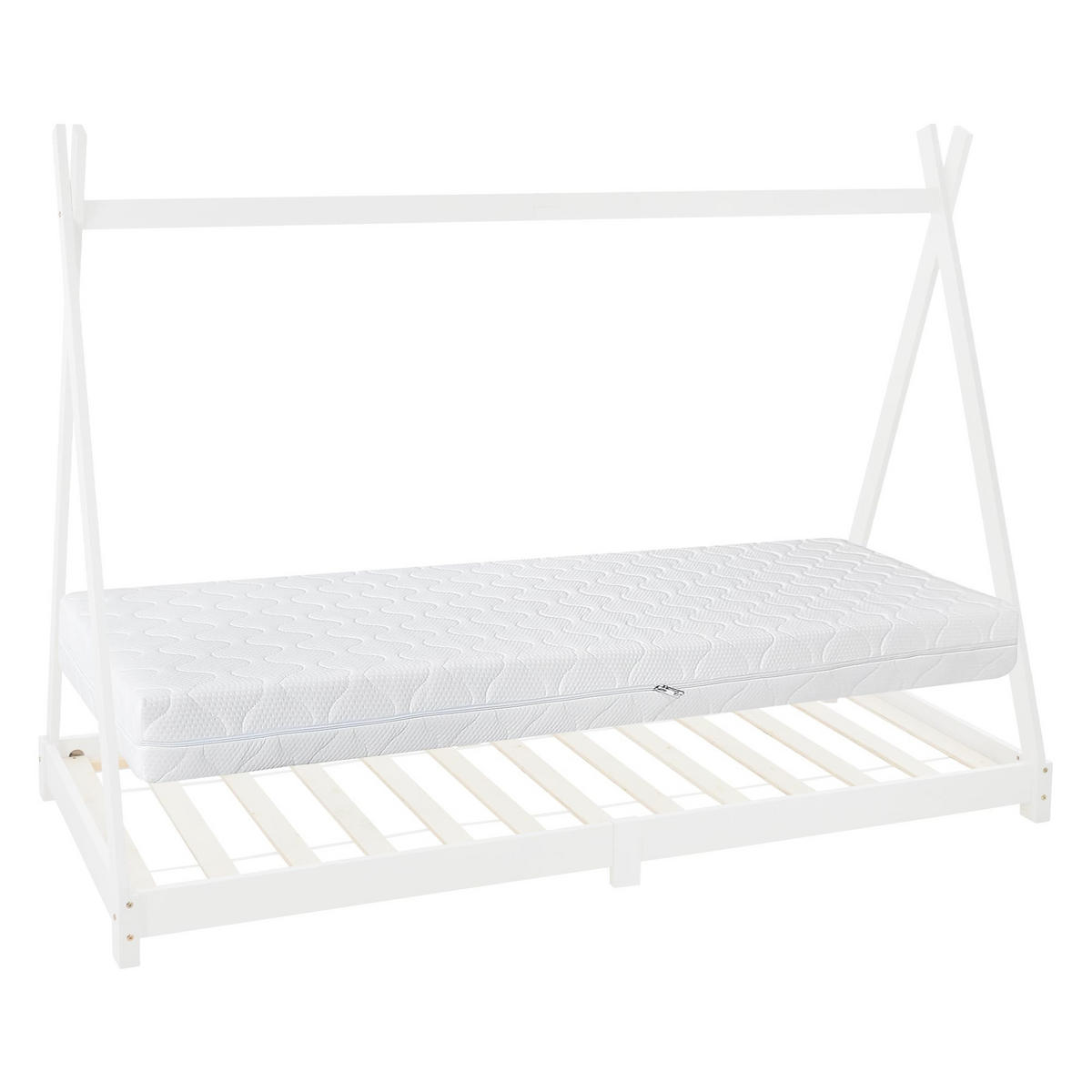 KINDERBETT Tipi mit Matratze 90x200 cm Weiß - Weiß, Holz (90/200cm) - ML-DESIGN