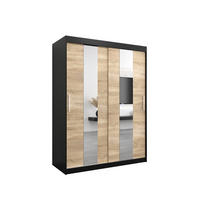 SCHWEBETÜRENSCHRANK 200/150/62 2-türig - Silberfarben/Schwarz, Holz/Kunststoff (150/200/62cm) - Abiks Möbel