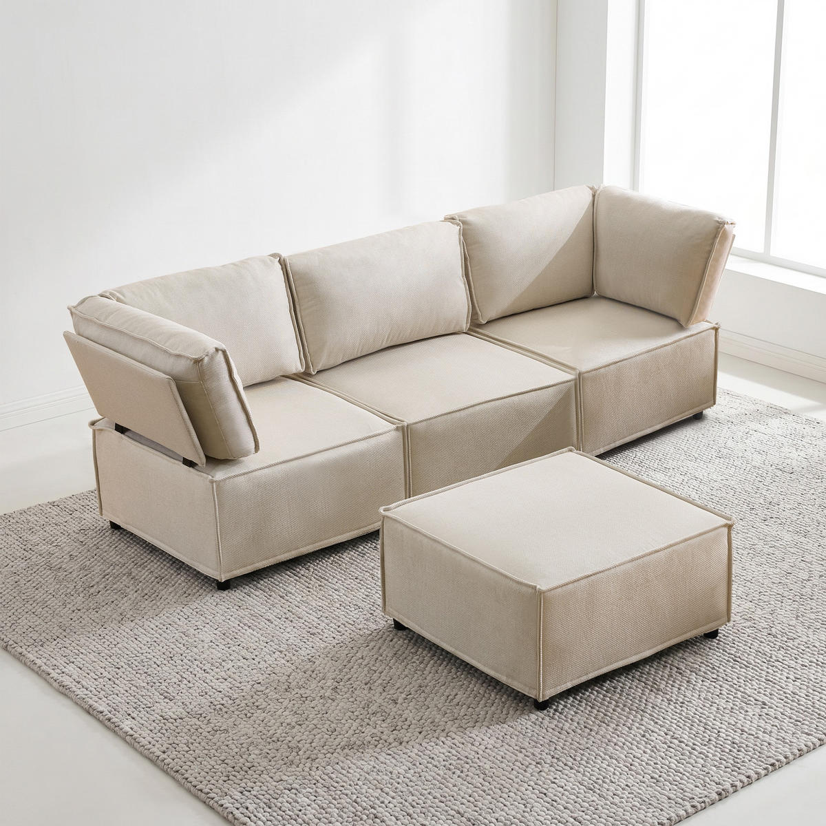 SOFA modular frei kombinierbar Beige - Beige, Holz (154/238cm) - Meubliv