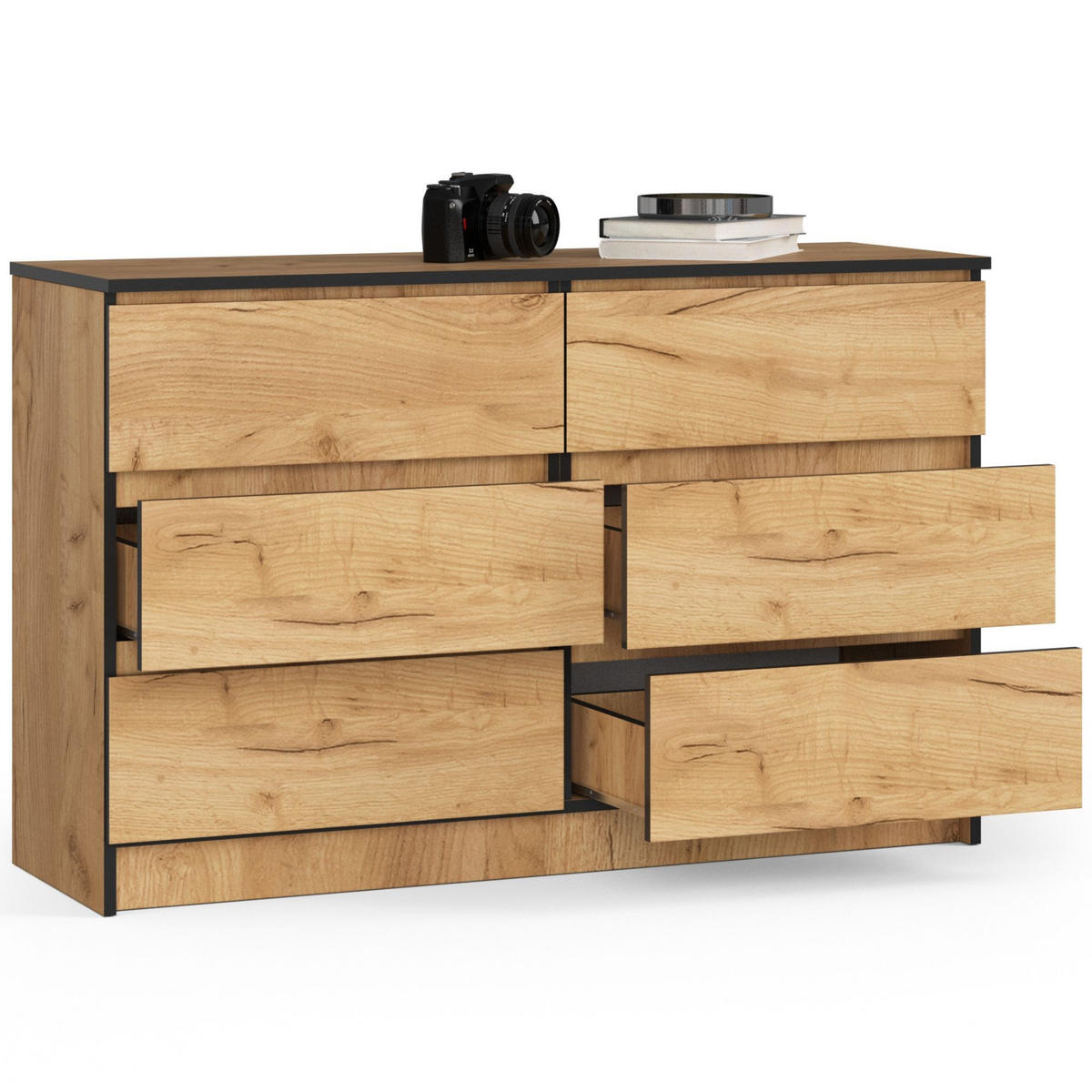 KOMMODE Eichefarben 120x40x77 cm - Eichefarben, Holzwerkstoff (120/77/40cm) - Akord