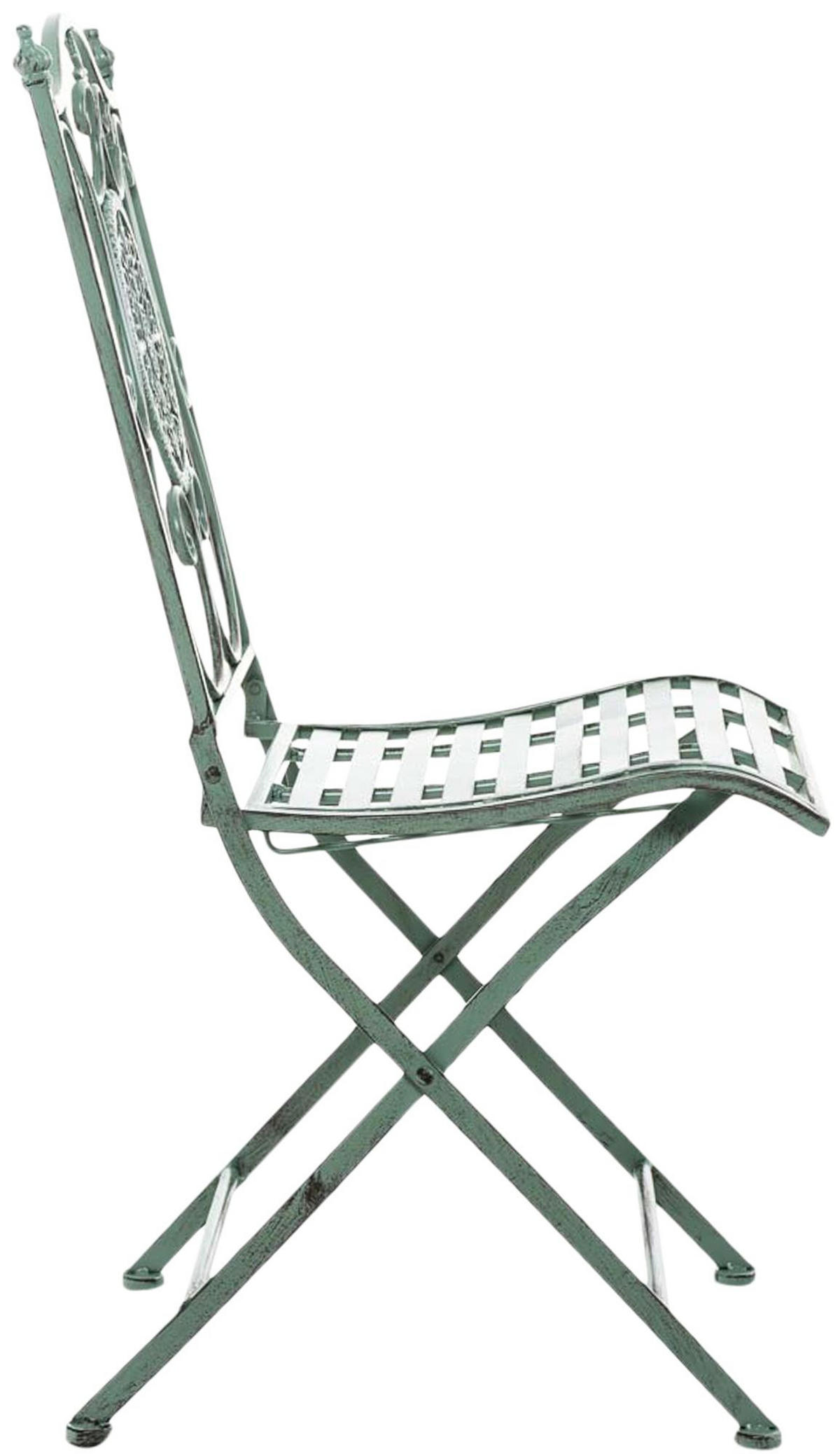 GARTENKLAPPSTUHL Metall Antik-Grün - Grün, Metall (42/91/49cm) - CLP