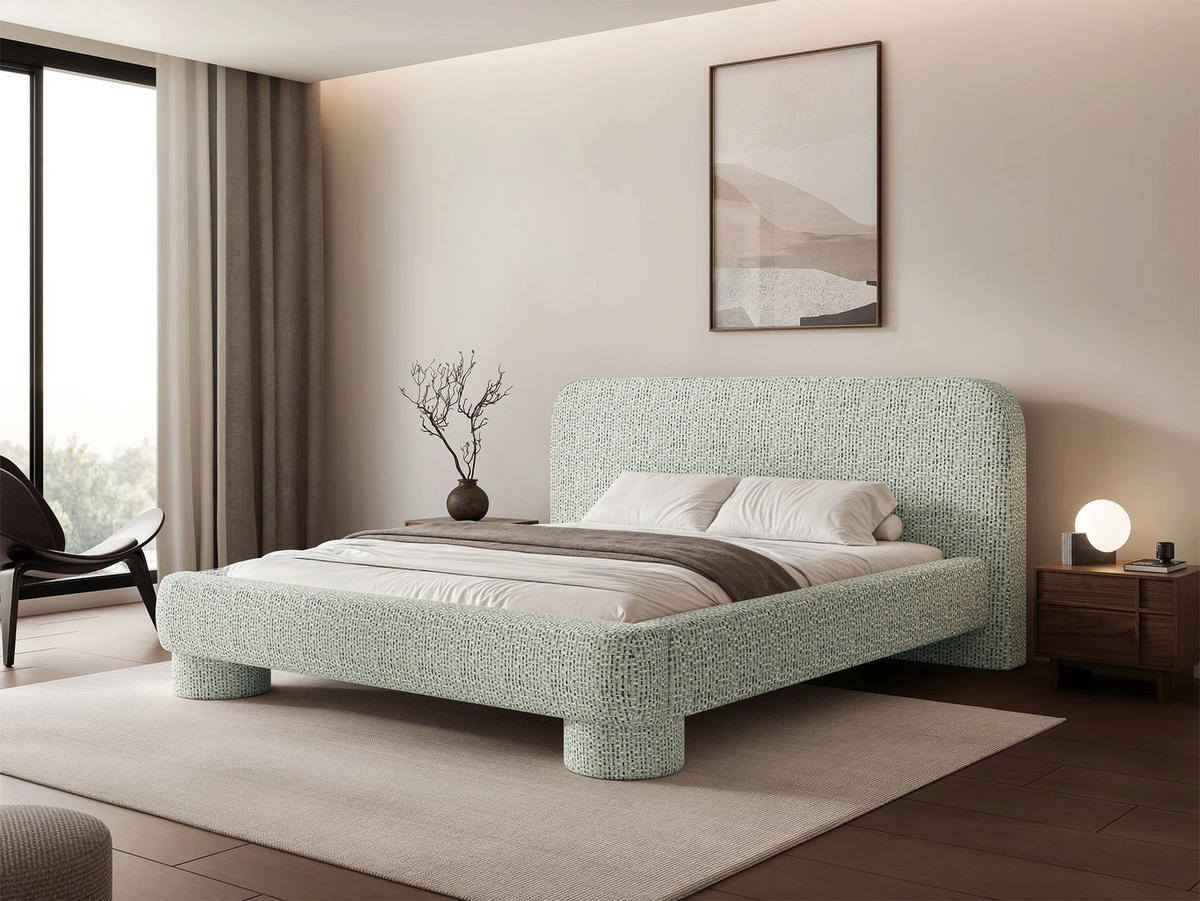 ČALOUNĚNÁ postel Fredo, 180x200 cm - šalvějově zelená/světle zelená, kompozitní dřevo/textil (180/200cm) - Selsey