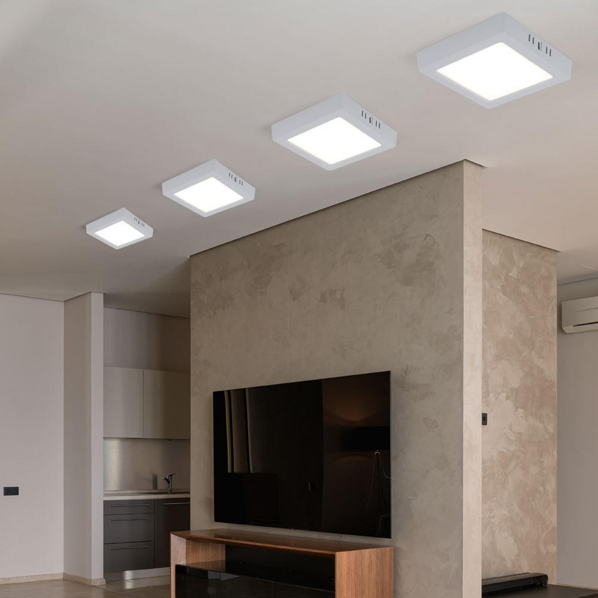 LED DECKENLEUCHTE Aufbau Weiß 6er Set - Weiß, Metall (16.7/16.7/3.1cm)