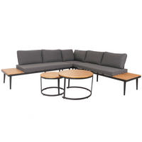 LOUNGE-SET Gartengarnitur Braun Kissen Dunkelgrau - Braun, Metall - PROREGAL