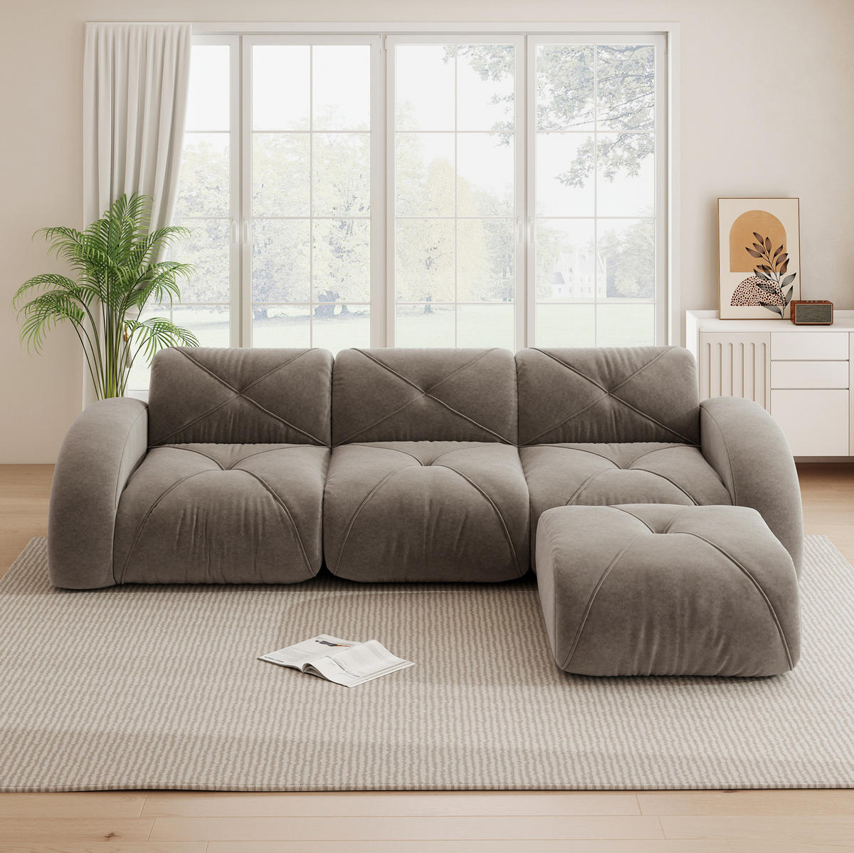SOFA modular Chenille Braun - Braun, Kunststoff (171/281cm) - Meubliv