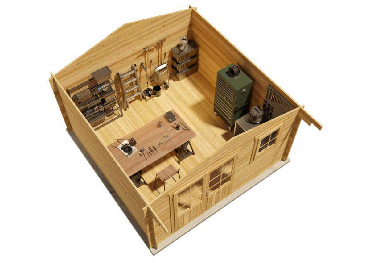GARTENHAUS Holz Roger - Pinienfarben, Holz (420/250/450cm) - Alpholz