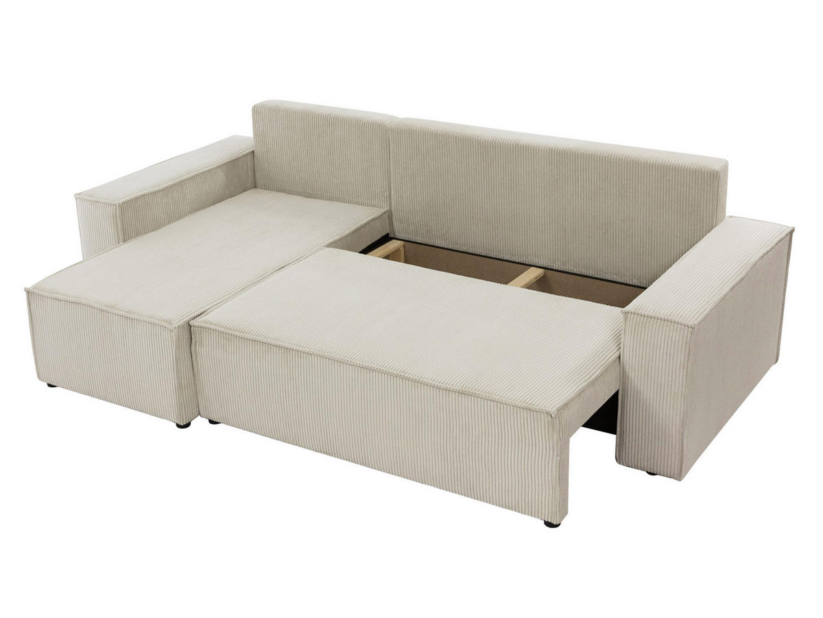 ECKSOFA Karl Cord - Schwarz/Naturfarben, Holz/Kunststoff (244/145cm) - MIRJAN24