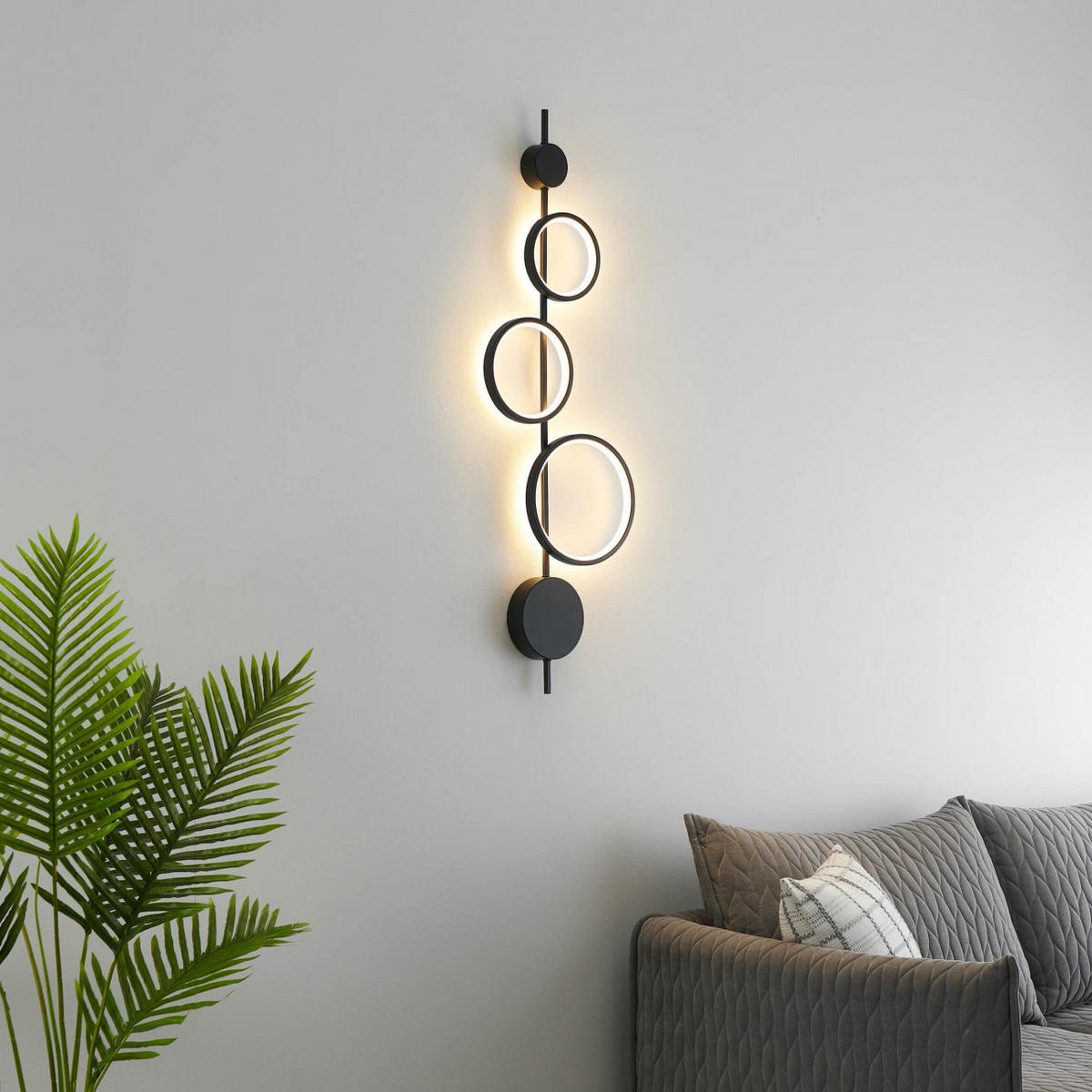 WANDLEUCHTE Saretti, Schwarz, 106cm - Schwarz, Metall (34/106/106cm) - KOSILUM