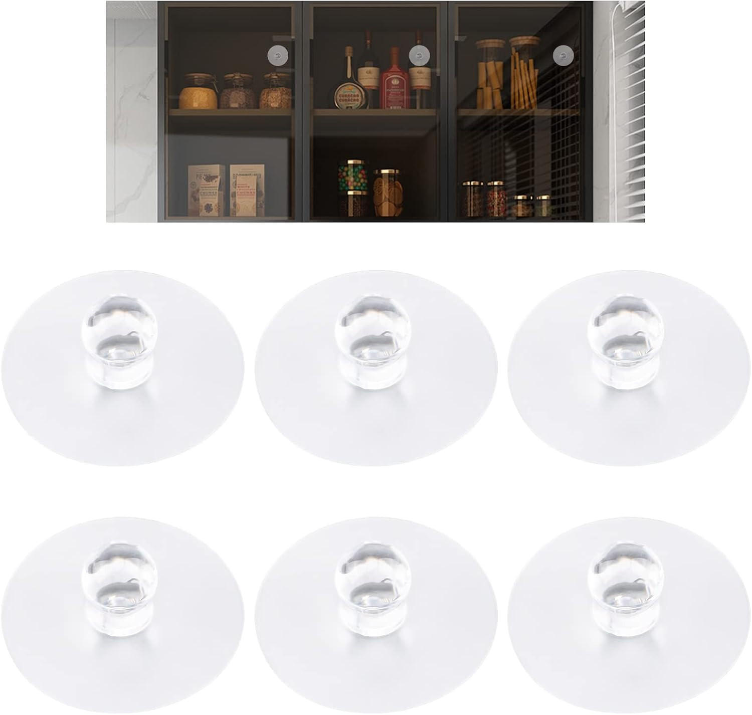 MÖBELGRIFF , 6er-Set selbstklebende -für Fenster, Schränke und Küchenschränke - Transparent, Kunststoff (2/3/5.8cm) - BELZ