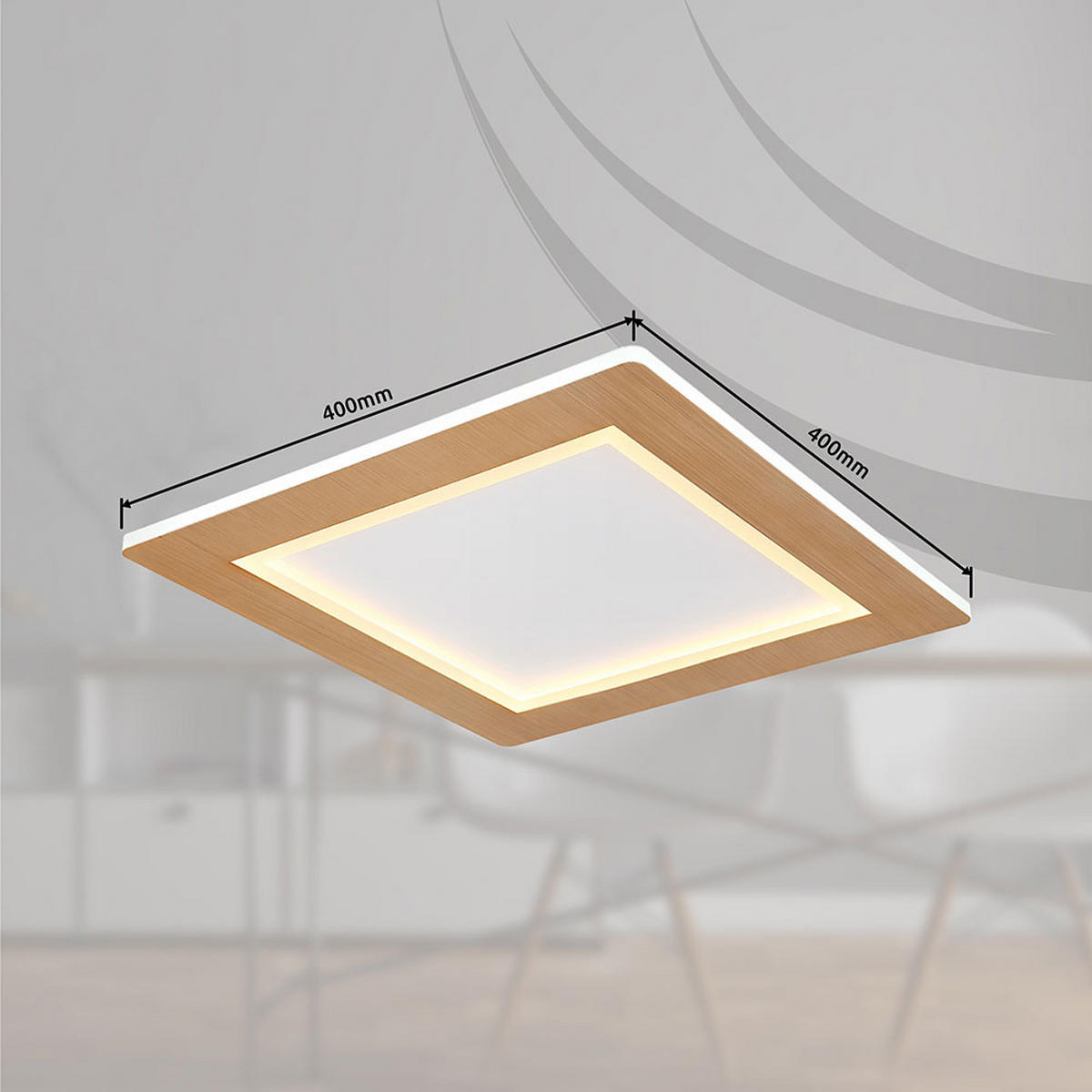 LED DECKENLEUCHTE Metall Holzoptik Braun CLAY - Braun, Metall (40/40/5cm) - Globo Lighting
