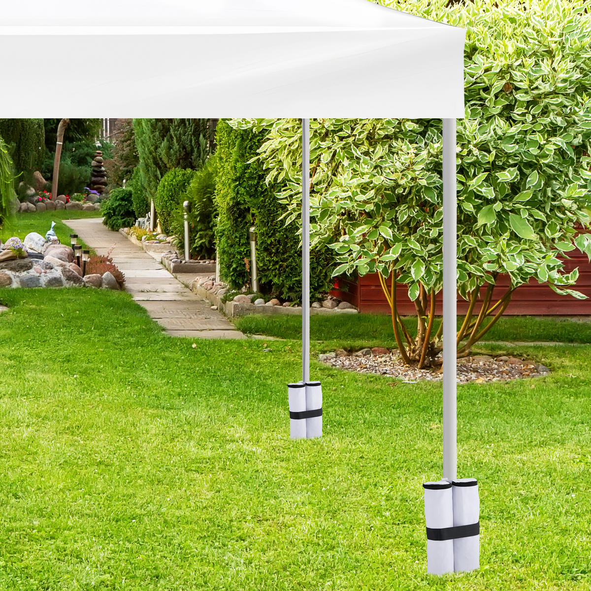 4XPAVILLON-SANDSÄCKE - Weiß, Textil/Metall (42/40/1.5cm) - Relaxdays