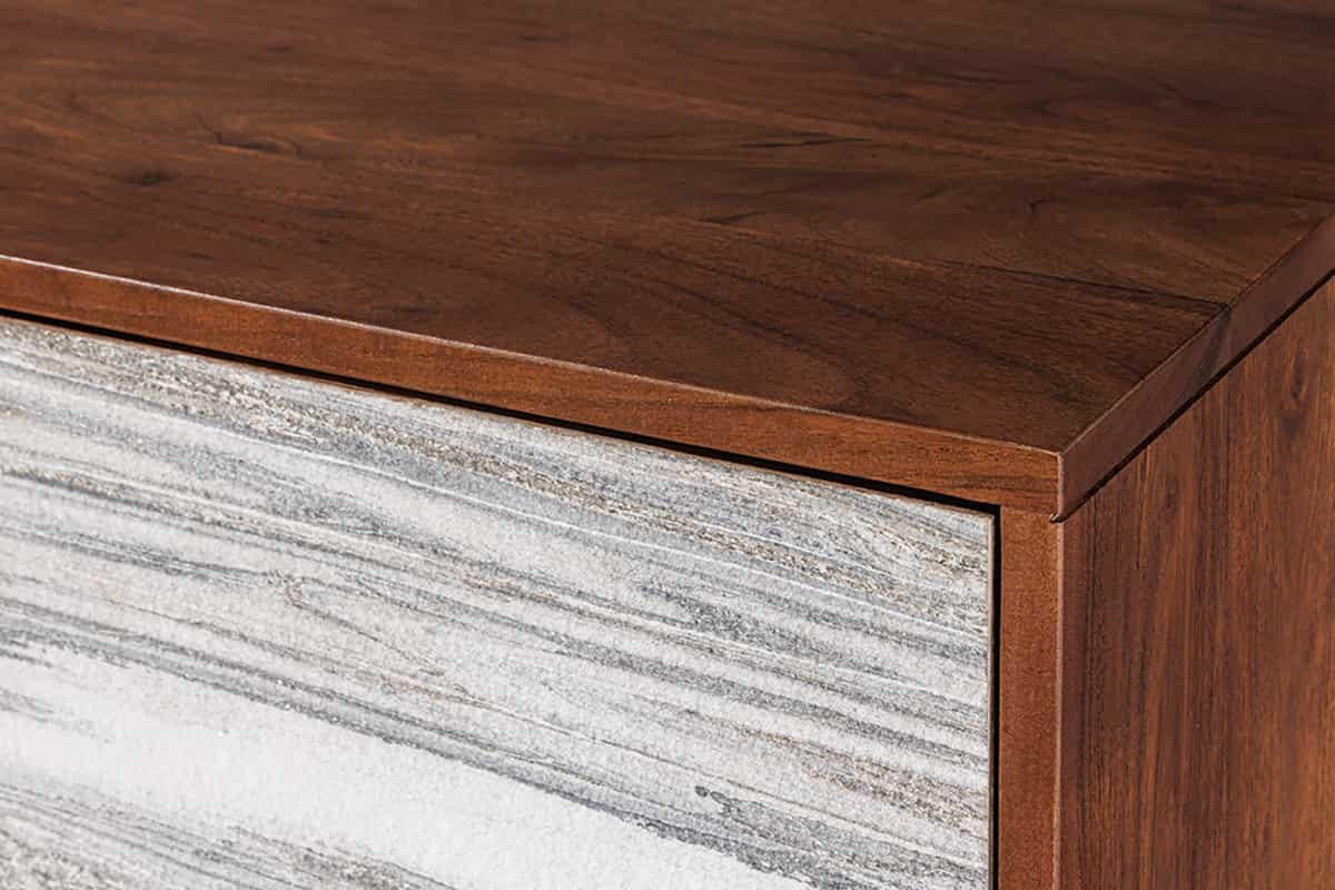HIGHBOARD MOUNTAIN SOUL Akazie Weiß 120cm - Schwarz/Braun, Holz/Stein (100/120/38cm) - riess-ambiente