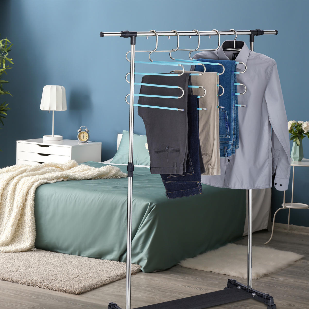 4XVEČNAMENSKI hlačnik - večbarvno, kovina/umetna masa (32.5/38/1cm) - Relaxdays