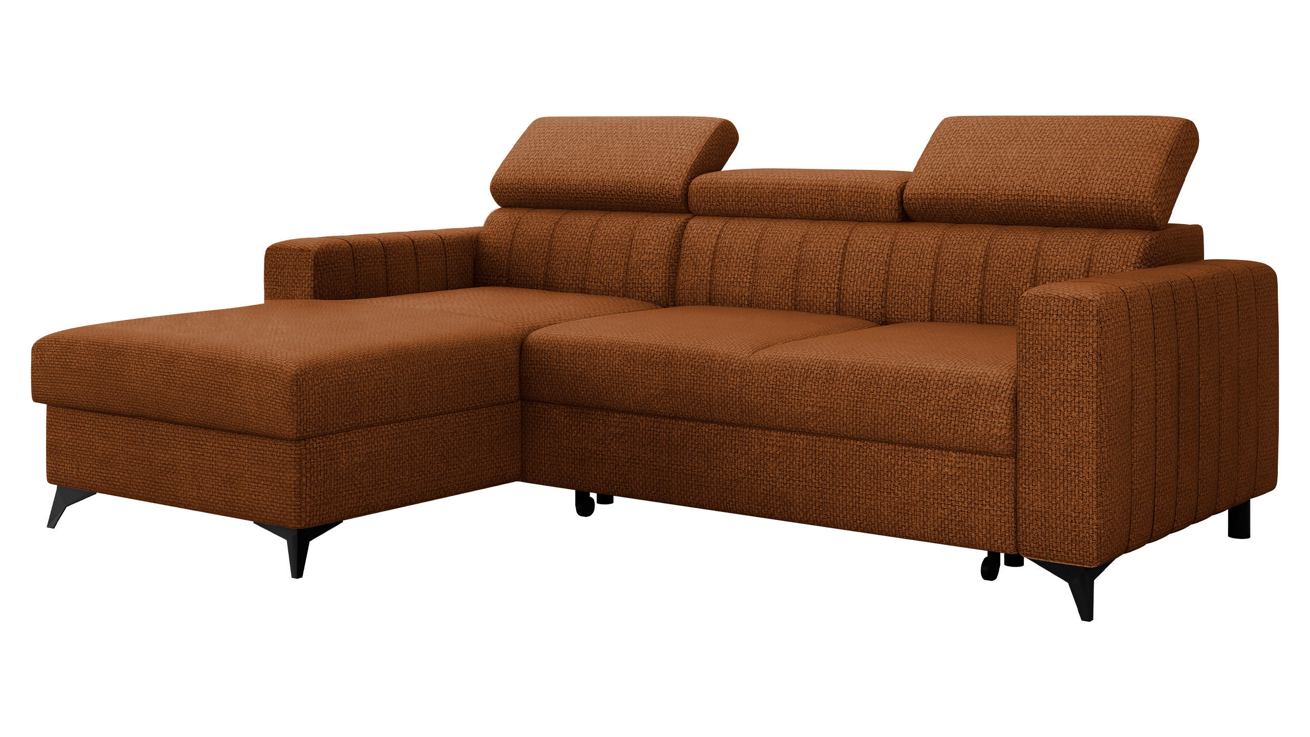ECKSOFA Milano, Seite: Links LC+2R - Schwarz/Bronzefarben, Holz/Textil (236/172cm) - MIRJAN24
