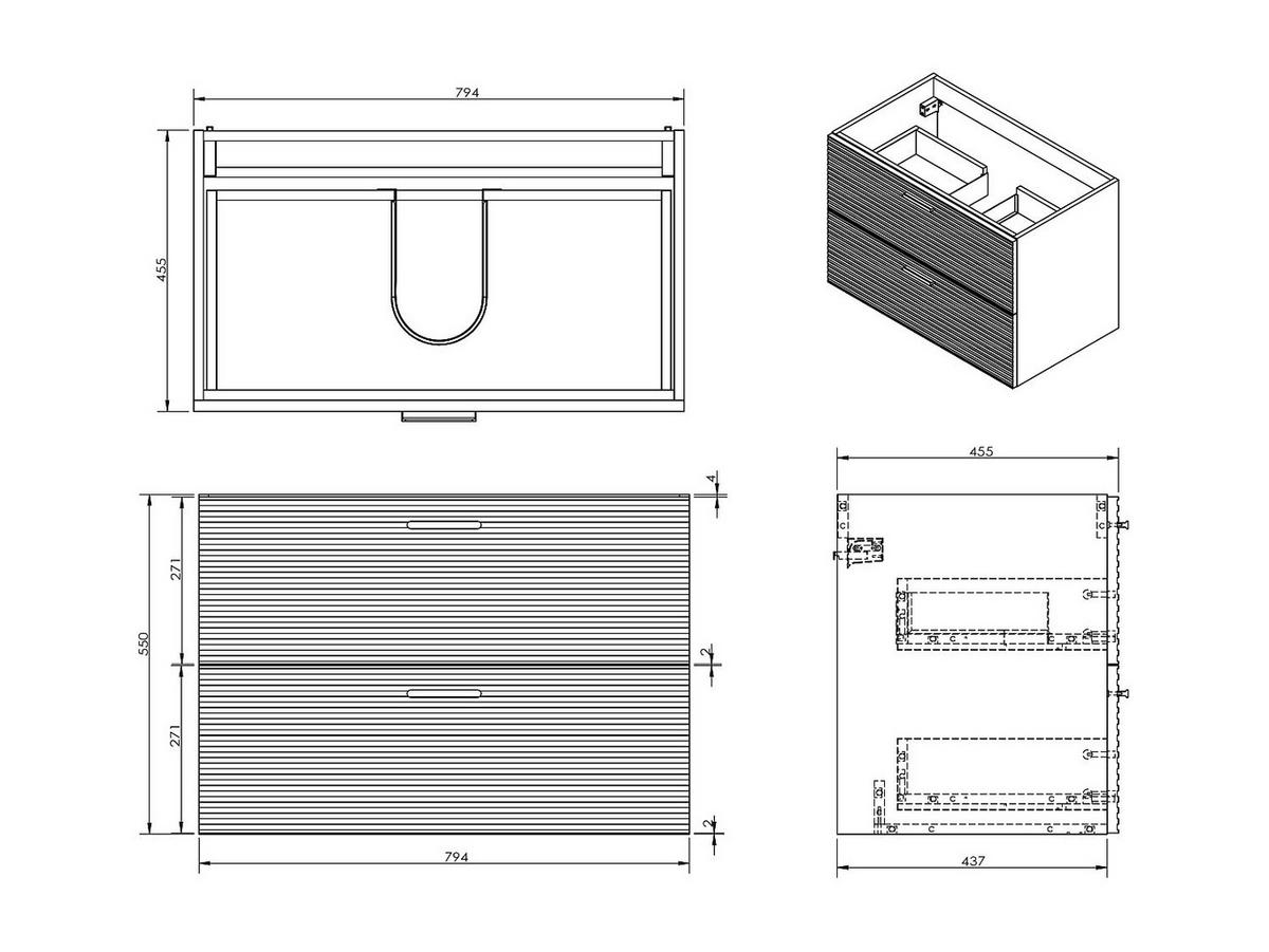 WASCHBECKENUNTERSCHRANK - 80 cm x 46 cm - holz - naturfarben hell Sarone - Naturfarben, Holz (80/55/46cm) - Vente-Unique