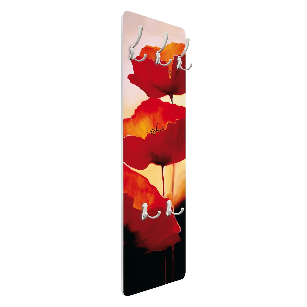 WANDGARDEROBE - Poppy Family 34/105 cm - Rot, Holzwerkstoff (34/105/1.6cm) - Bilderwelten
