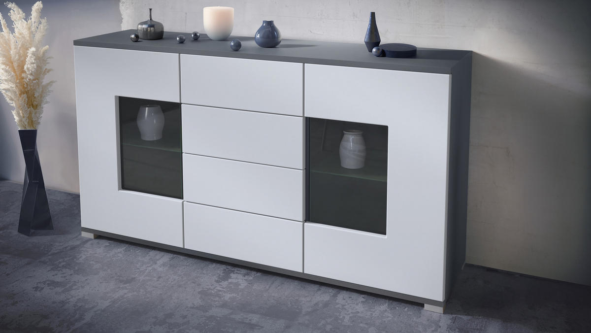 SIDEBOARD Grömitz Weiß matt - Weiß, Holzwerkstoff (138.5/75.5/35cm) - Vladon
