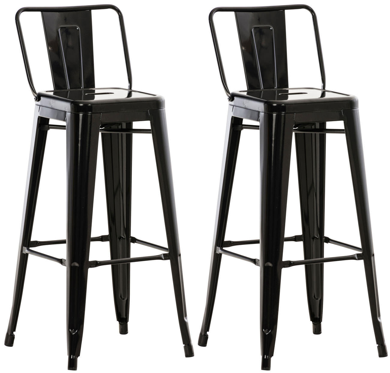 BARHOCKER 2er Set Metall schwarz - Schwarz, Metall (44/96/43cm) - CLP