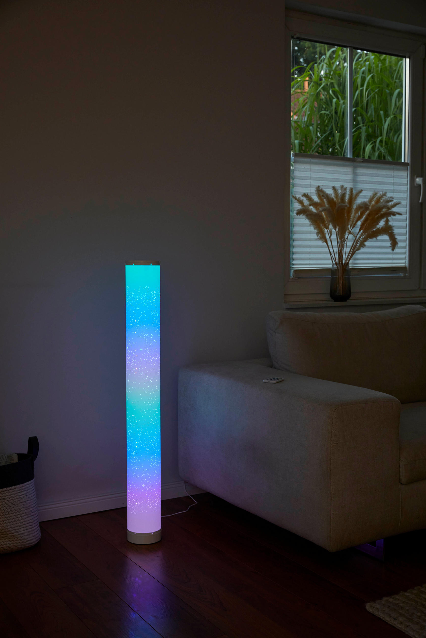 LED-LICHTSÄULE Northpoint DIY 103 cm RGB & Warmweiß Dimmbar Soundsensor Fernbedienung - Weiß, Kunststoff (13/13/104cm) - Northpoint