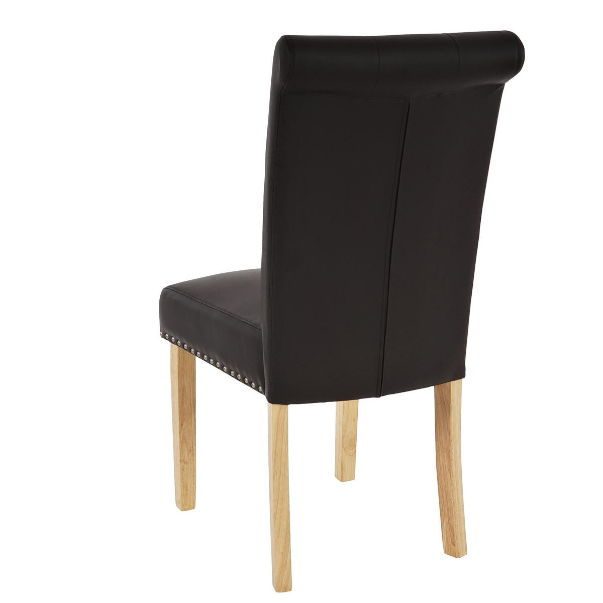 ESSZIMMERSTUHL 2er-Set gepolstert 98x47x62cm Sitzhöhe 42cm Nieten Kunstleder helle Beine Schwarz - Braun, Kunststoff (47/98/62cm) - CHEFGASTRO