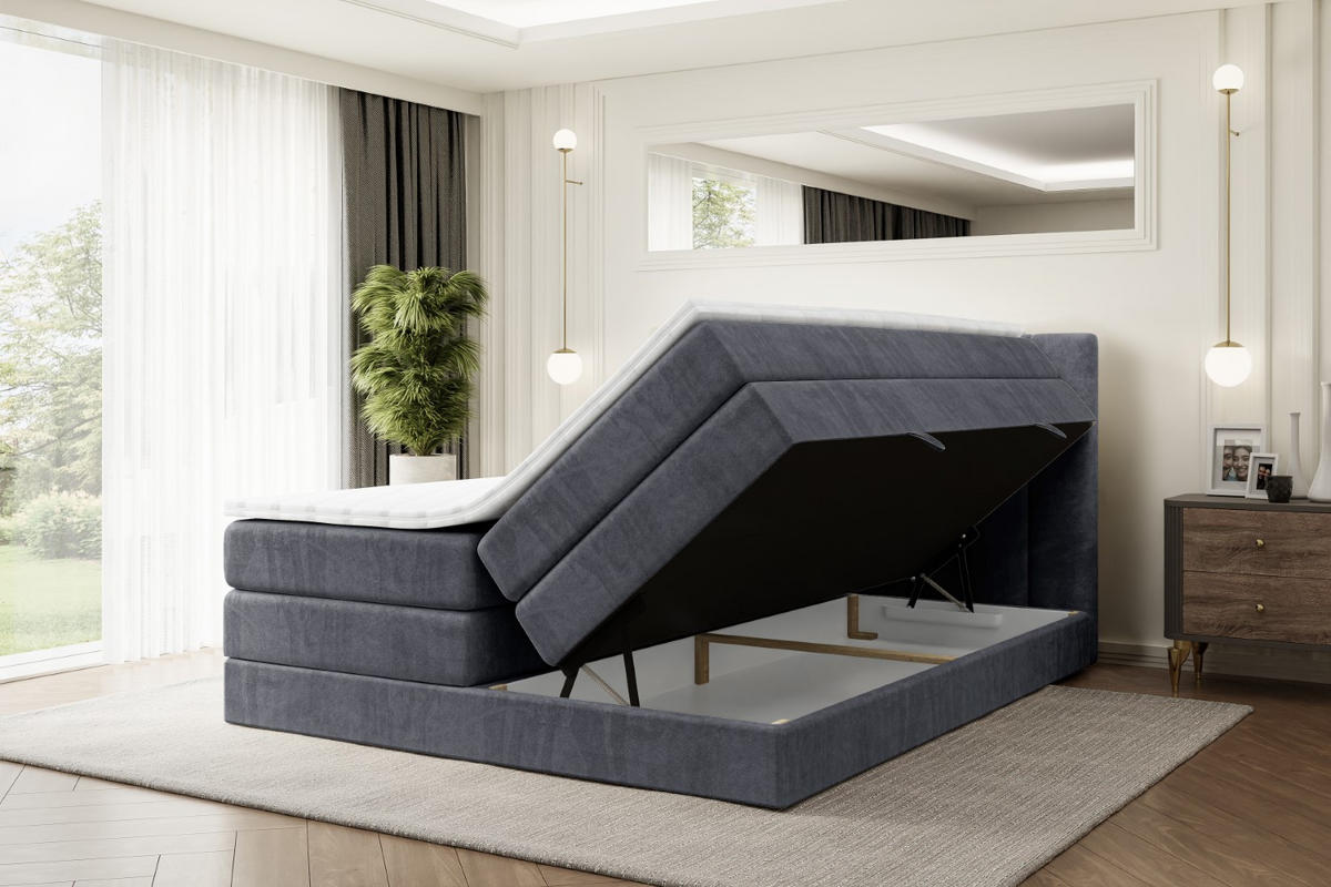 BOXSPRINGBETT OTTA KING - 200x200 - H3/H4 - Dunkelgrau - Dunkelgrau, Holzwerkstoff (200/200cm) - ALTDECOR