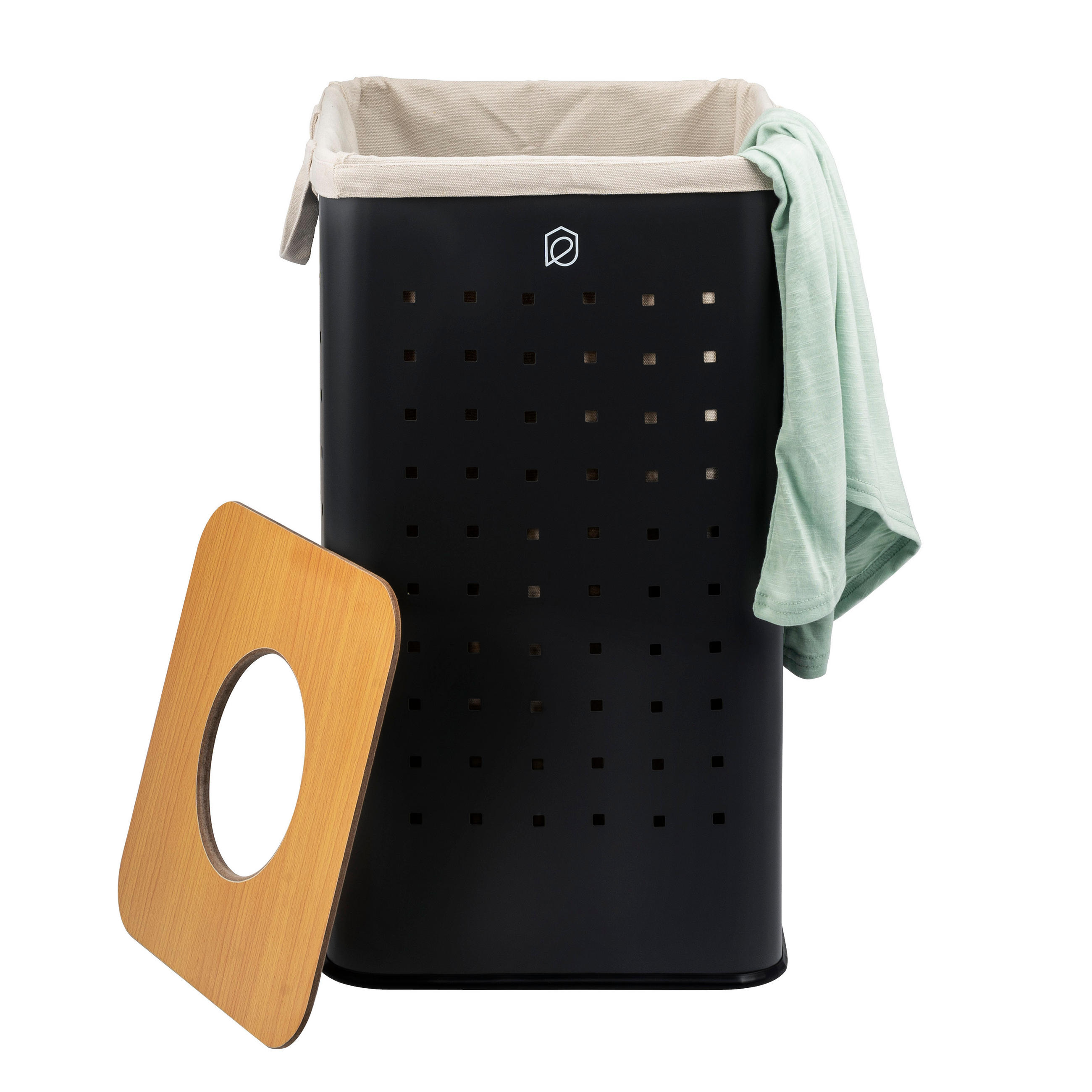 WÄSCHETONNE 50 Liter, schwarz - Schwarz, Metall (32/58/32cm) - eluno