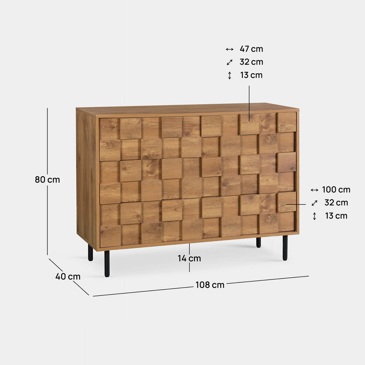 KOMMODE MIT SCHUBLADEN Ivar Natürlich 108 cm x 80 cm - Naturfarben, Holzwerkstoff (108/80/40cm) - Klast Home