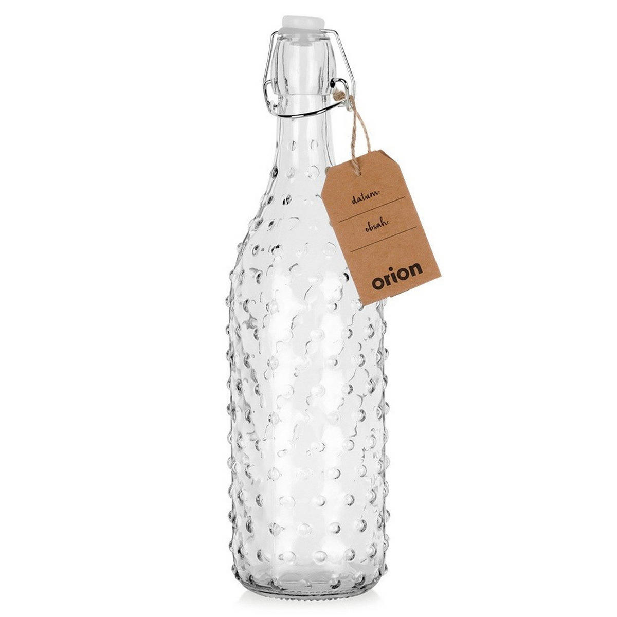 GLASFLASCHE Bügelverschluss geriffelt 1 l Transparent - Transparent, Glas (8/31.5/8cm) - Orion 