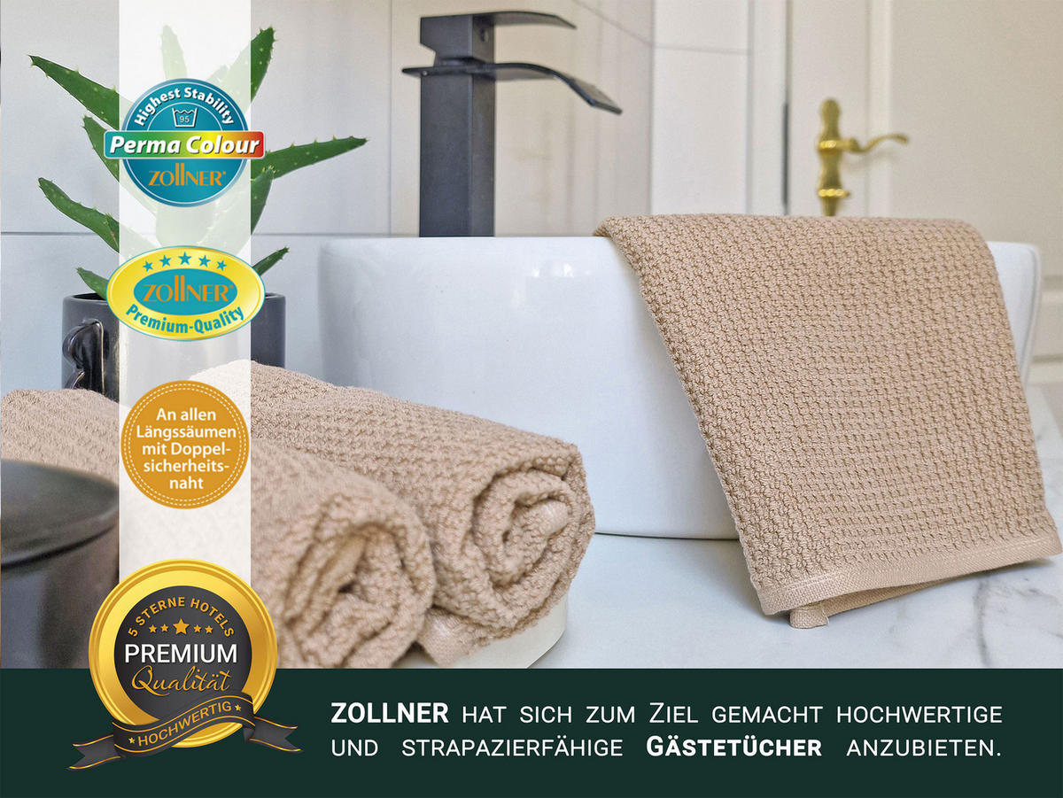 GÄSTETÜCHER, 10er-Set, 30x50 cm, 100% Baumwolle, Braun - Cappuccino, Textil (30/50cm) - Zollner