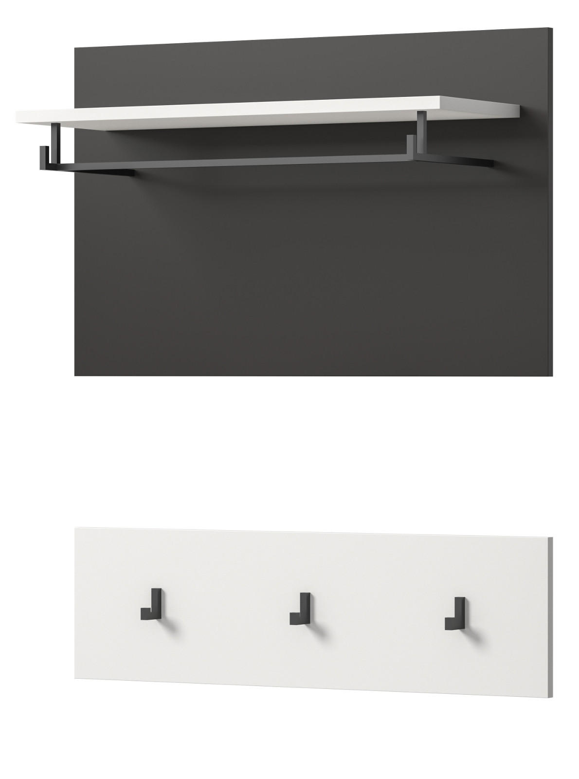 GARDEROBENPANEEL in weiß, grau Set 2-teilig, Flurgarderobe 80 cm, Cooper - Weiß/Grau, Holzwerkstoff/Metall (80/73/27cm) - Inn.Furn