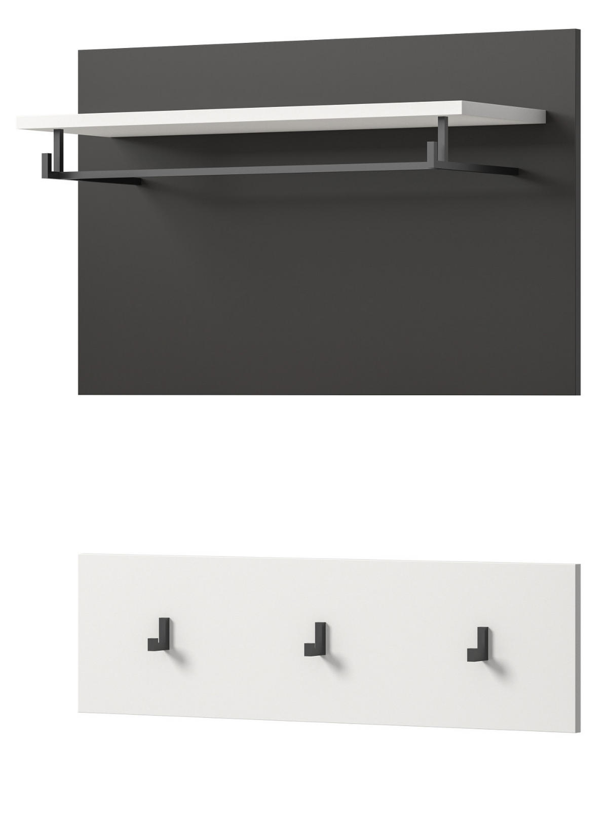 GARDEROBENPANEEL in weiß, grau Set 2-teilig, Flurgarderobe 80 cm, Cooper - Weiß/Grau, Holzwerkstoff/Metall (80/73/27cm) - Inn.Furn