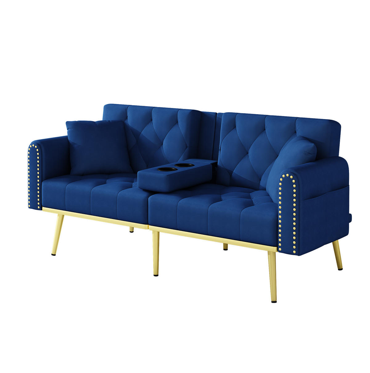 SCHLAFSOFA mit verstellbarer Rückenlehne 175 cm Blau - Blau, Holzwerkstoff (175/73.5/80cm) - Meubliv