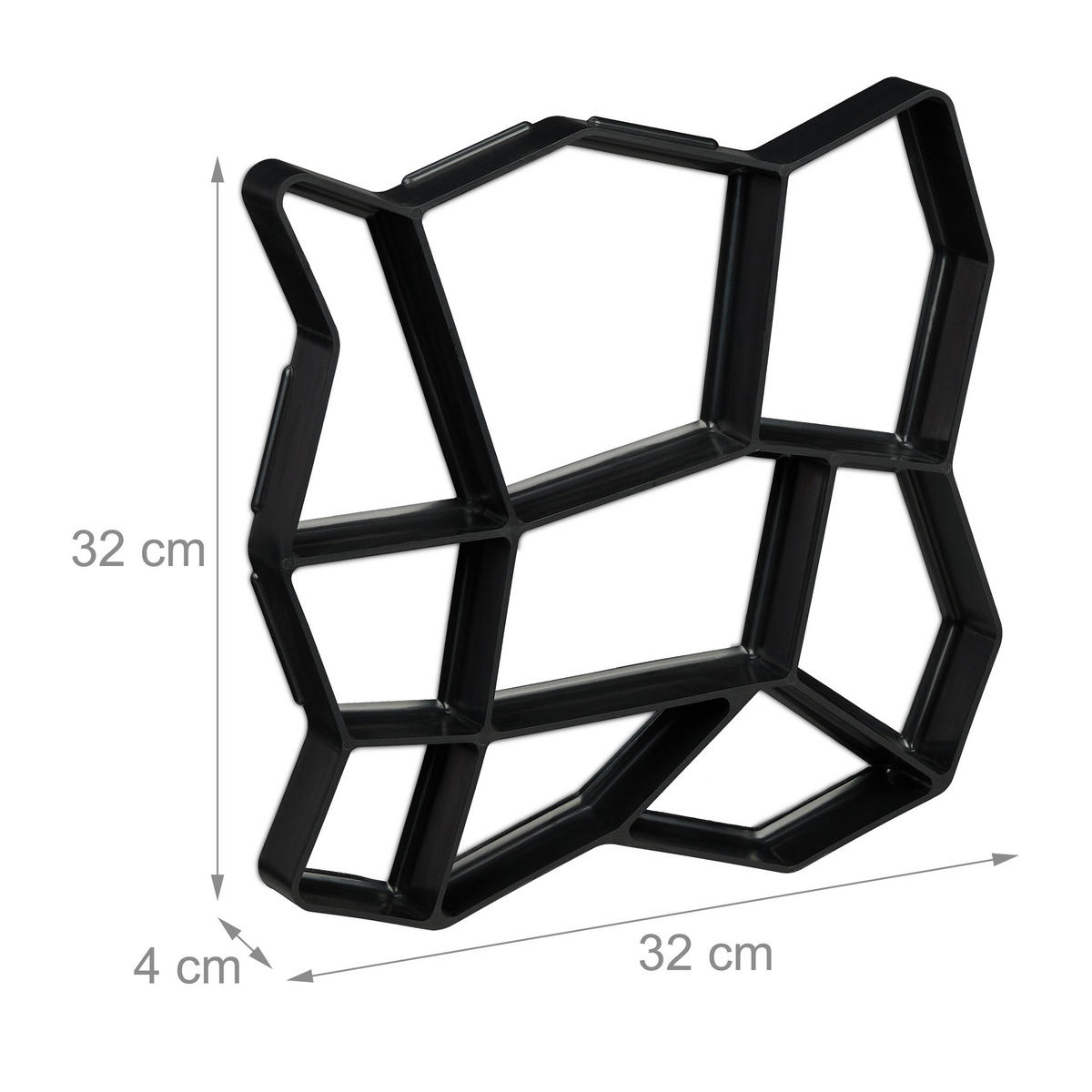 2XGEHWEGFORM - Schwarz, Kunststoff (32/4/32cm) - Relaxdays