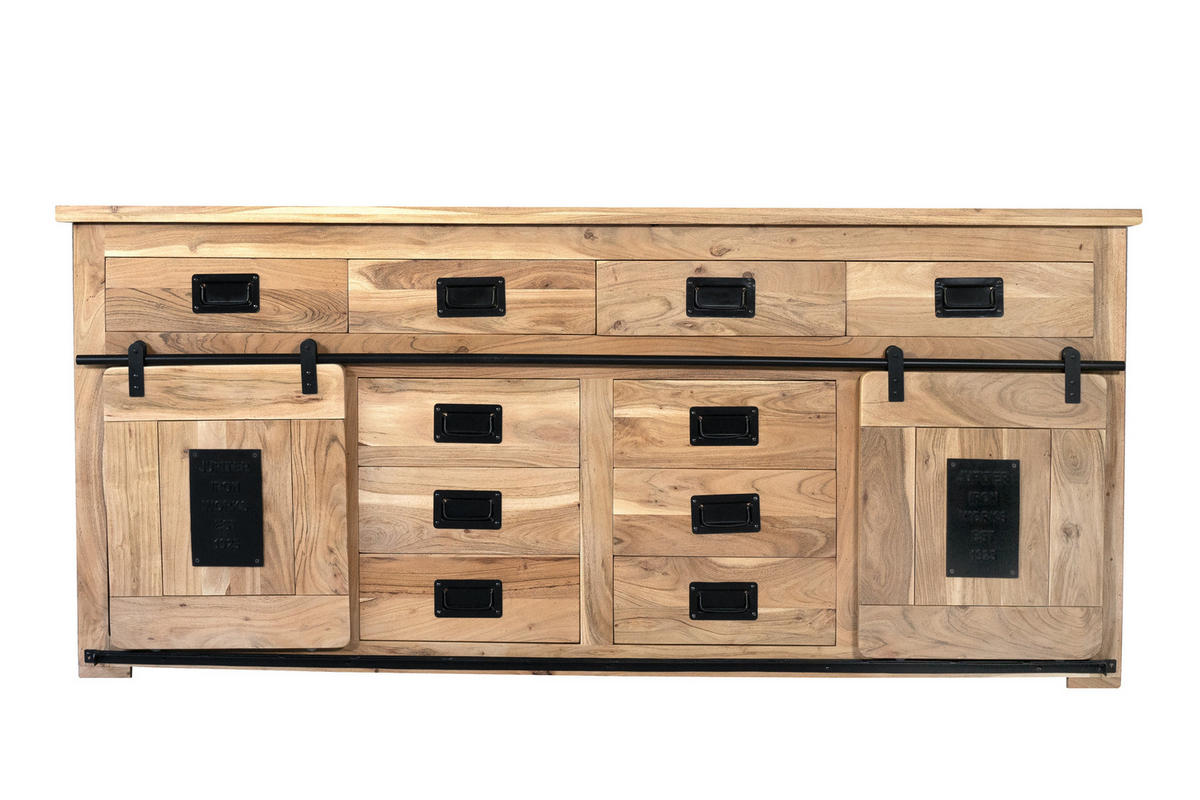 SIDEBOARD LIBRO - Beige/Naturfarben, Akazienholz/Holz (200/90/45cm) - SAM