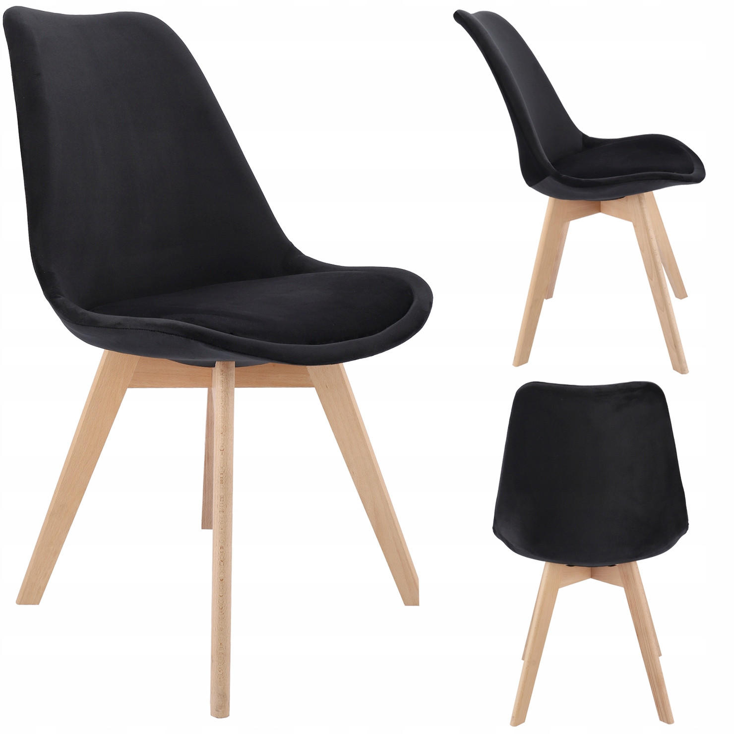 STUHL Bari - schwarz - Buchefarben/Schwarz, Holz/Textil (48.5/82/60cm) - JuMi