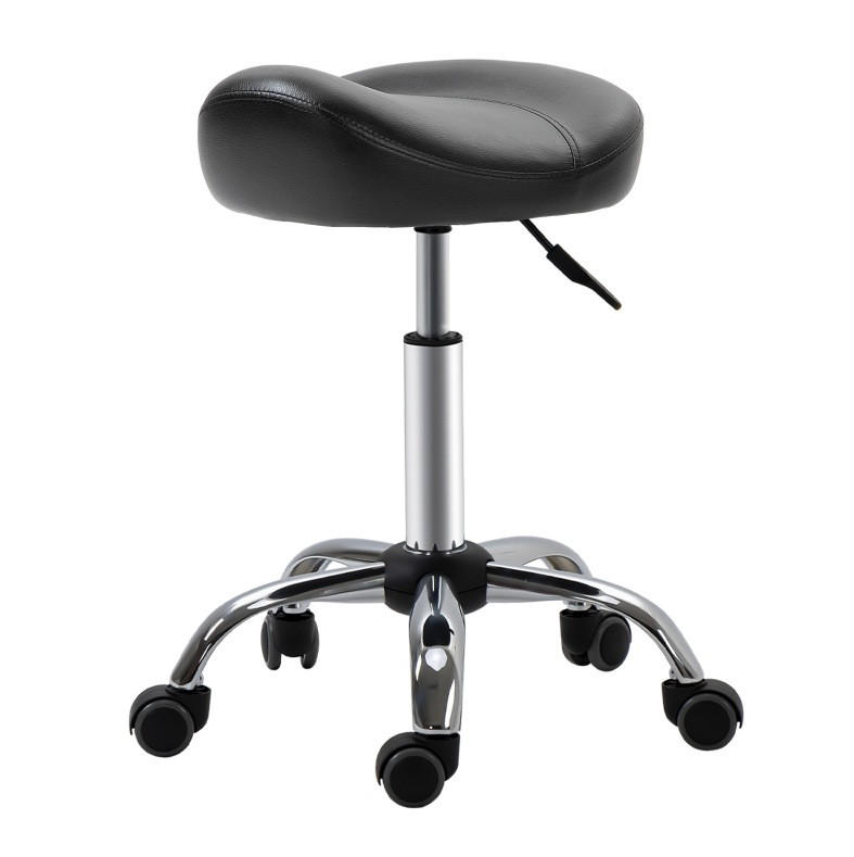 ROLLHOCKER höhenverstellbar 48 x 48 x 54-69 cm Kunstleder Black - Schwarz, Metall (48/69/48cm) - Meubliv