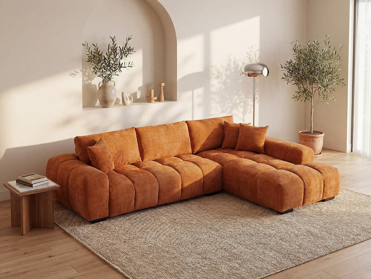 SOFA - 5 Personen - stoff - terracotta Berenia - Terracotta, Textil (298/82/207cm) - Vente-Unique