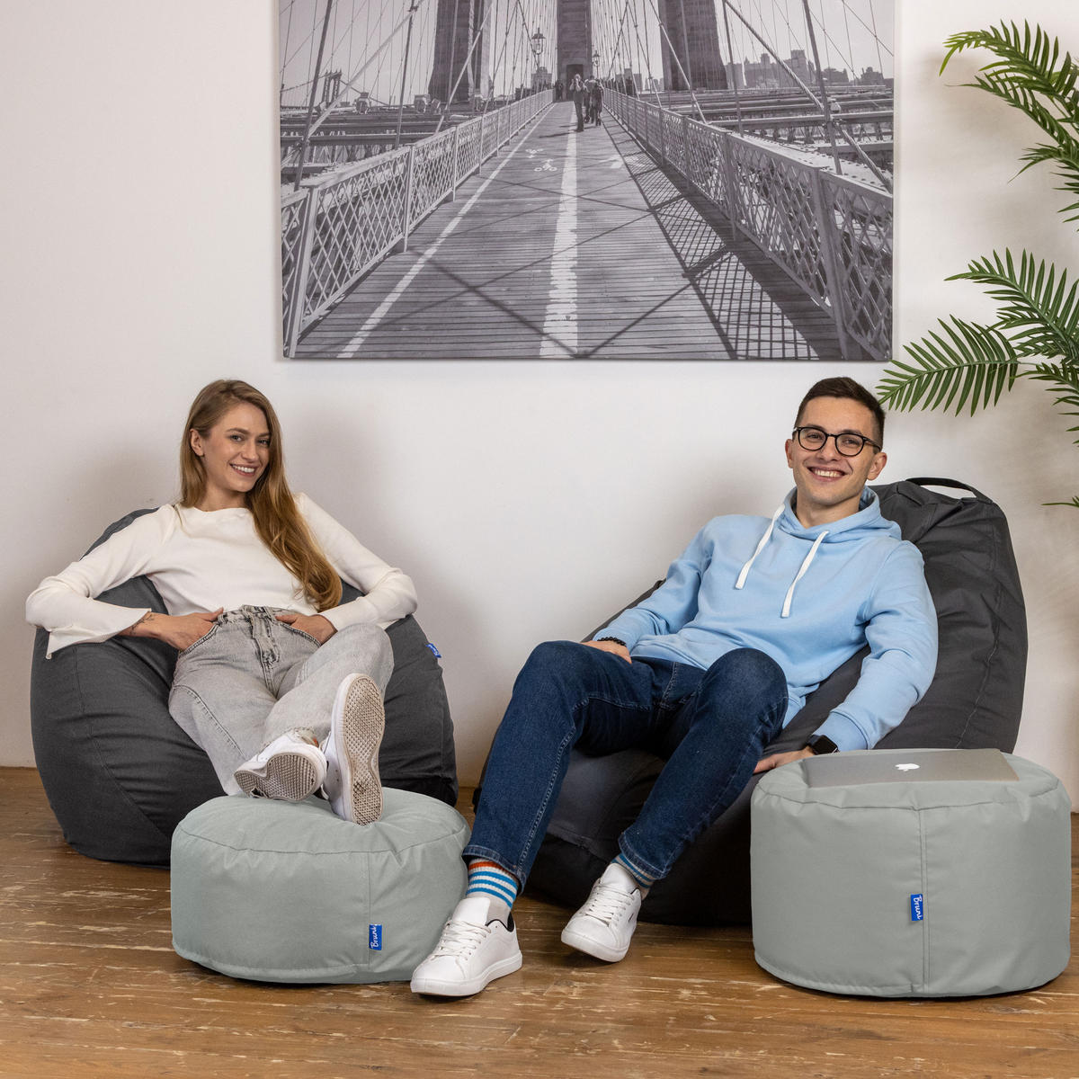 POUF M felsgrau - Dunkelgrau/Grau, Textil (500/200/500cm) - Bruni