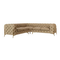 ECKSOFA Chesterfield Lexi Beige Samt - Beige/Goldfarben, Holz/Textil (264/264cm) - S-Style Möbel